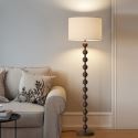 Modern Floor Lamp Living Room Bedroom Wood Grain Beading Standing Lamp