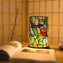 Bird Table Lamp Stained Glass Bedroom European Retro LED Decorative Lamp
