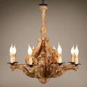 Old Carved Pendant Light American Retro Wooden Ceiling Lamp