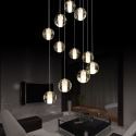 Modern Clear Glass Pendant Light in Globe Shape Ceiling Hanging Lamp