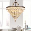 American Crystal Pendant Light Retro Country Style Round Ceiling Light